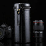 กระเป๋าใส่เลนส์ขนาดใหญ่พิเศษแบบซิปทำจากหนัง PU สำหรับเลนส์กล้อง DSLR ขนาด: 24.5*10.5*10.5 ซม. 24.5 x 10.5 ซม. (น้ำตาล), 24.5 x 10.5 ซม. (กาแฟ), 24.5 x 10.5 ซม. (ดำ)