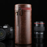 กระเป๋าใส่เลนส์ขนาดใหญ่พิเศษแบบซิปทำจากหนัง PU สำหรับเลนส์กล้อง DSLR ขนาด: 24.5*10.5*10.5 ซม. 24.5 x 10.5 ซม. (น้ำตาล), 24.5 x 10.5 ซม. (กาแฟ), 24.5 x 10.5 ซม. (ดำ)