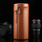 กระเป๋าใส่เลนส์ขนาดใหญ่พิเศษแบบซิปทำจากหนัง PU สำหรับเลนส์กล้อง DSLR ขนาด: 24.5*10.5*10.5 ซม. 24.5 x 10.5 ซม. (น้ำตาล), 24.5 x 10.5 ซม. (กาแฟ), 24.5 x 10.5 ซม. (ดำ)
