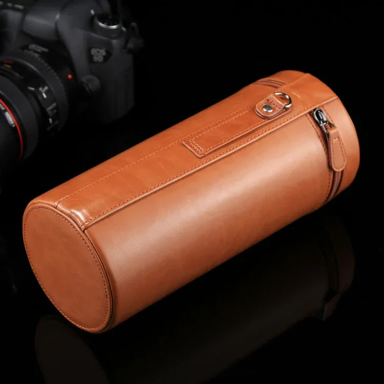 กระเป๋าใส่เลนส์ขนาดใหญ่พิเศษแบบซิปทำจากหนัง PU สำหรับเลนส์กล้อง DSLR ขนาด: 24.5*10.5*10.5 ซม. 24.5 x 10.5 ซม. (น้ำตาล), 24.5 x 10.5 ซม. (กาแฟ), 24.5 x 10.5 ซม. (ดำ)