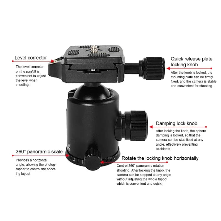 ขาตั้งกล้อง TRIOPO T226 แบบพกพาปรับได้ อะลูมิเนียมอัลลอยพร้อมหัวบอล D-0 สำหรับกล้อง SLR, T226