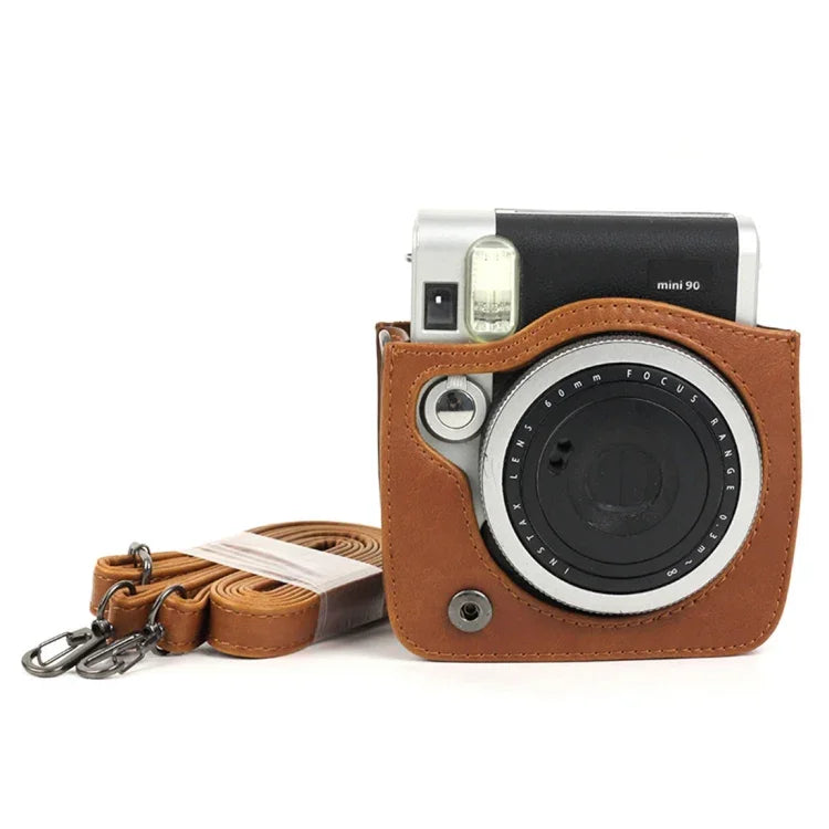 กระเป๋ากล้องหนัง PU สำหรับกล้อง FUJIFILM Instax Mini 90 พร้อมสายสะพายไหล่ปรับได้, สำหรับ FUJIFILM Instax Mini 90