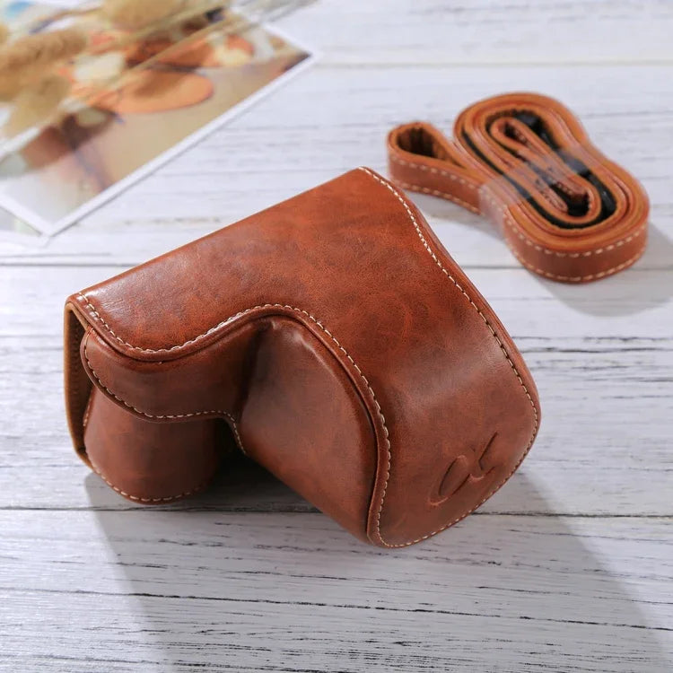 กระเป๋าเคสกล้องหนัง PU แบบเต็มตัวพร้อมสายสะพายสำหรับ Sony A5100 / A5000 / NEX-3N (เลนส์ 16-50 มม. / 40.5 มม.) สำหรับ Sony A5000 สำหรับ A5100