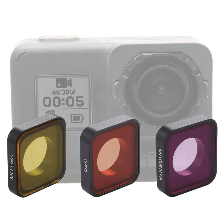 ฟิลเตอร์เลนส์สีแดง / เหลือง / ม่วง 3-in-1 แบบสแนปออนสำหรับ GoPro HERO6 /5, ฟิลเตอร์เลนส์สีแดง / เหลือง / ม่วง