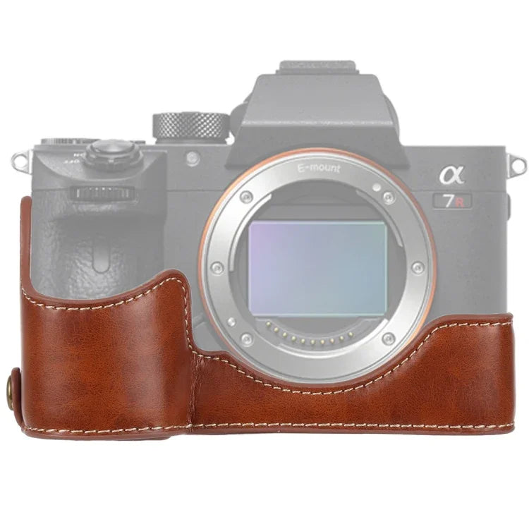 ฐานเคสกล้องหนัง PU ครึ่งตัวเกลียว 1/4 นิ้ว สำหรับ Sony ILCE-A9 / A9 / A7RIII, สำหรับ Sony A9