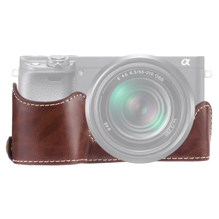 ฐานเคสกล้องหนัง PU ครึ่งตัวเกลียว 1/4 นิ้ว สำหรับ Sony A6400 / ILCE-A6400, สำหรับ Sony A6400