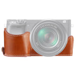 ฐานเคสกล้องหนัง PU ครึ่งตัวเกลียว 1/4 นิ้ว สำหรับ Sony A6400 / ILCE-A6400, สำหรับ Sony A6400
