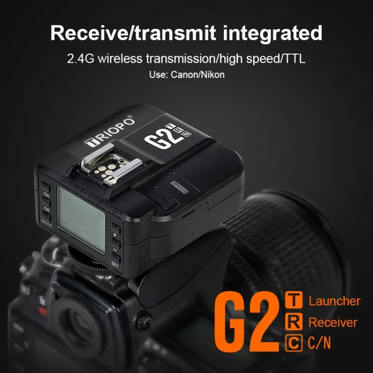 TRIOPO G2 ตัวส่งสัญญาณแฟลชไร้สาย 2.4G รับ/ส่ง สองฟังก์ชัน TTL ความเร็วสูงสำหรับกล้อง Canon, G2 สำหรับกล้อง Canon