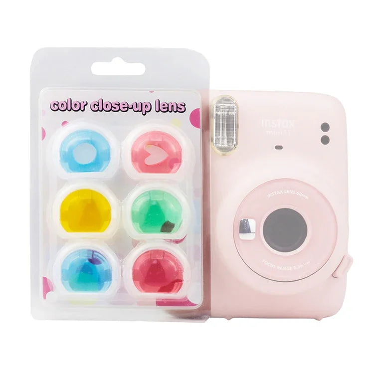 ชุดฟิลเตอร์เลนส์กล้องเจลลี่ 6 สี 6 ชิ้น สำหรับ Fujifilm Instax mini 11, 6-in-1 สำหรับ Fujifilm Instax mini 11