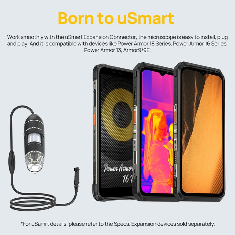 กล้องจุลทรรศน์ดิจิทัลแบบมีสาย Ulefone uSmart C01 สำหรับ Ulefone Armor 18 Series / 9 / 9E & Power Armor 16 Series / 13 / Armor Pad, uSmart C01