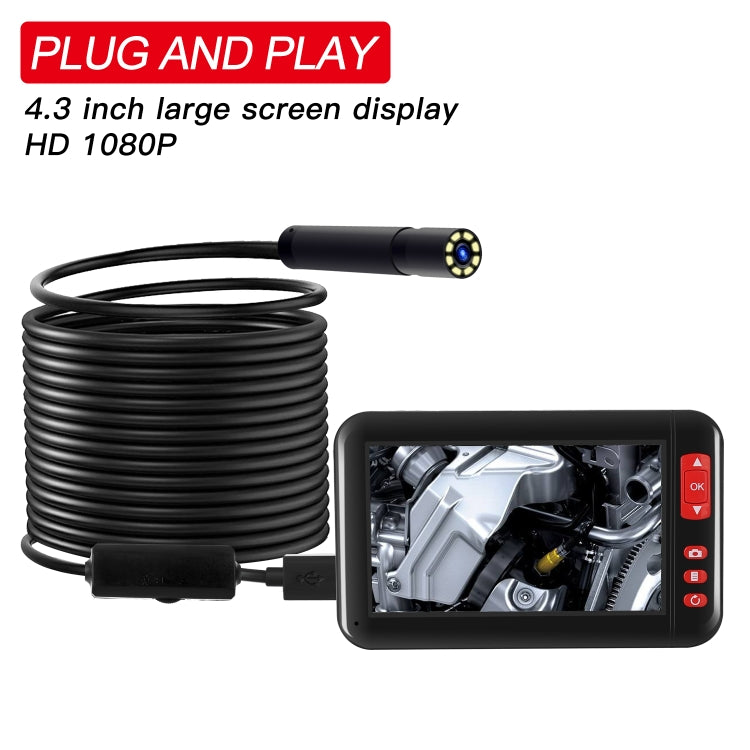 P20 จอแสดงผล 4.3 นิ้ว HD1080P กล้องส่องตรวจปลายสายพร้อมไฟ LED 8 ดวง ความยาว: 2m เส้นผ่านศูนย์กลางเลนส์: 8mm สายแข็ง ความยาว: 2m สายแข็ง