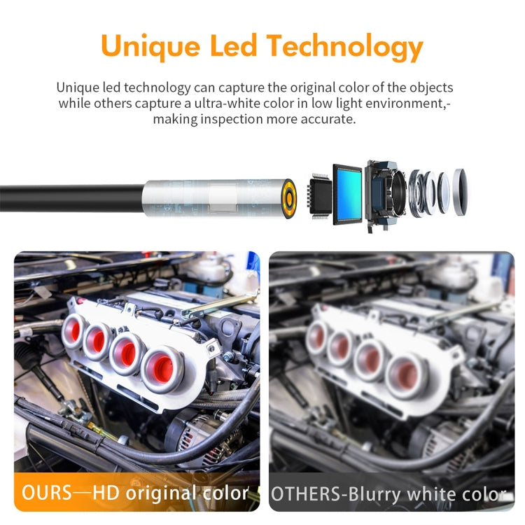 กล้องส่องตรวจสอบอุตสาหกรรมดิจิทัลกันน้ำ HD 3.9 มม. 3 in 1 inskam107 สายเคเบิลยืดหยุ่นยาว 5 ม.
