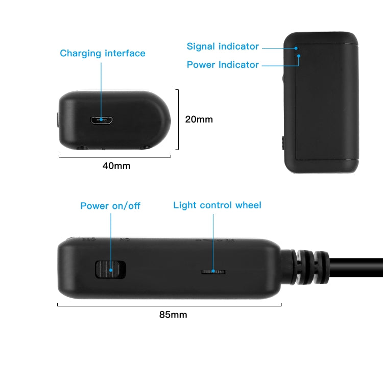 F220 กล้องส่องตรวจปลายสาย HD 5.0MP WIFI ขนาด 5.5mm พร้อมไฟ LED 6 ดวง ความยาว: 5m ความยาว: 5m