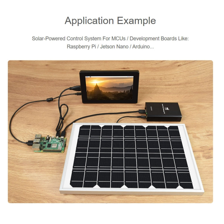 Waveshare ตัวจัดการพลังงานแสงอาทิตย์ แบตเตอรี่ Li-Po ในตัว 10000mAh รองรับแผงโซลาร์เซลล์ 6V~24V, 19799