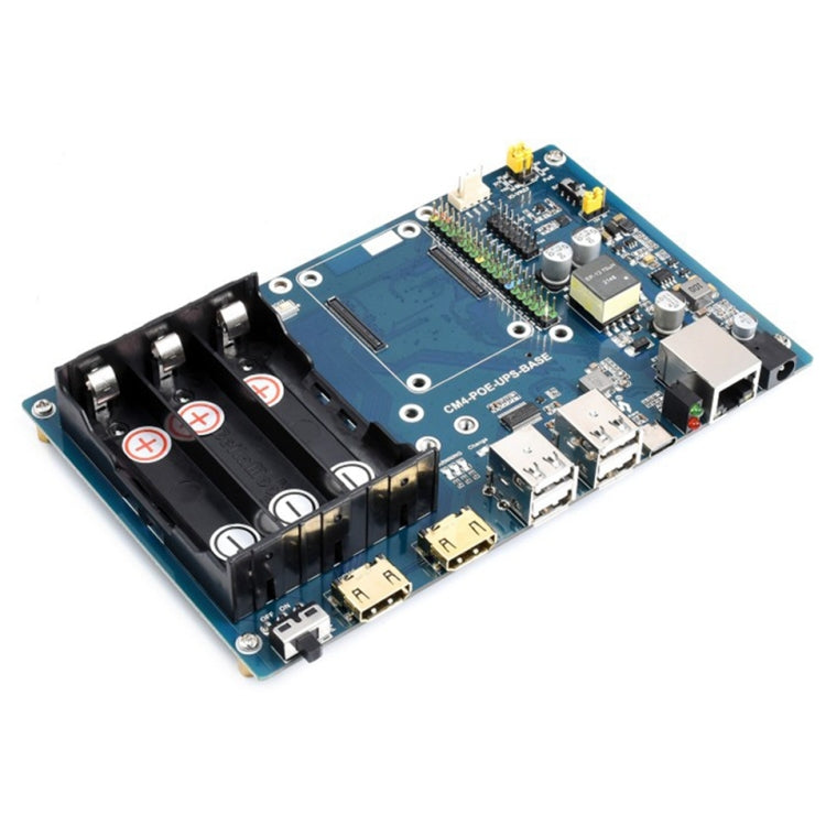 Waveshare แผงฐาน PoE UPS สำหรับ Raspberry Pi CM4 พร้อมอีเธอร์เน็ตกิกะบิต HDMI คู่ USB2.0 สี่พอร์ต แผงฐาน PoE UPS