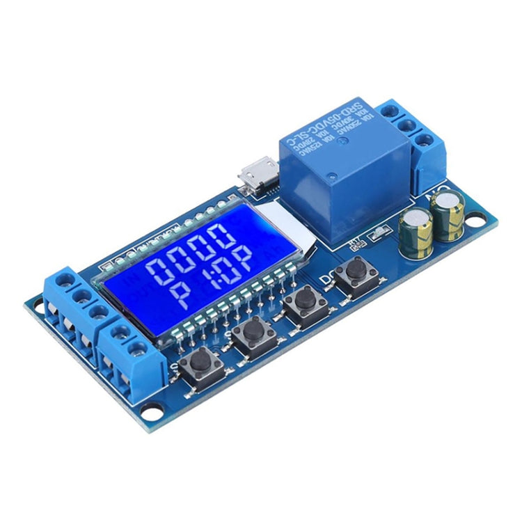 โมดูลรีเลย์หน่วงเวลาจอ LCD ดิจิทัล Micro USB XY-LJ02 6-30V ควบคุมสวิตช์ตั้งเวลา