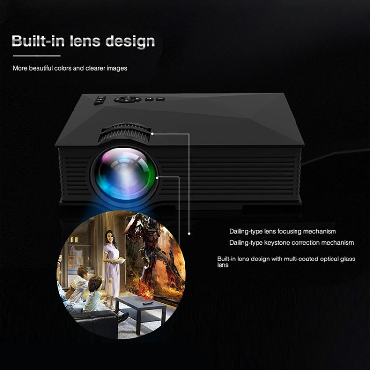 UC68 โปรเจคเตอร์ LED HD 1080P สำหรับโฮมเธียเตอร์มัลติมีเดีย 80ANSI 800x400 รองรับ USB/SD/HDMI/VGA/IR รุ่น UC68 800x400