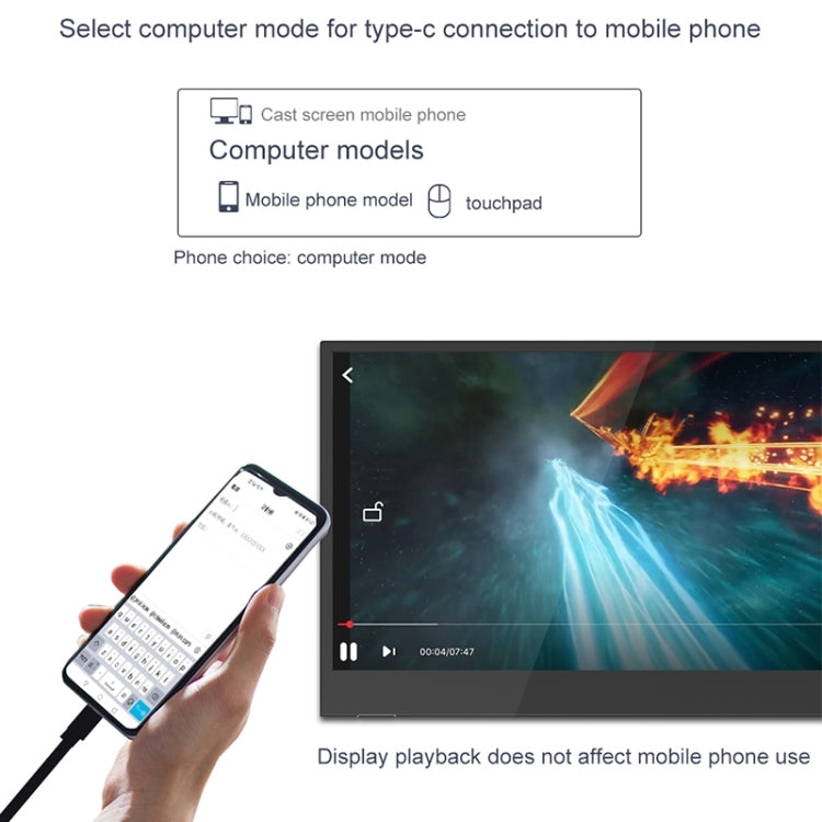 จอแสดงผลพกพา HD ขอบแคบ ขนาด 14 นิ้ว M8 1080P Ultra-thin