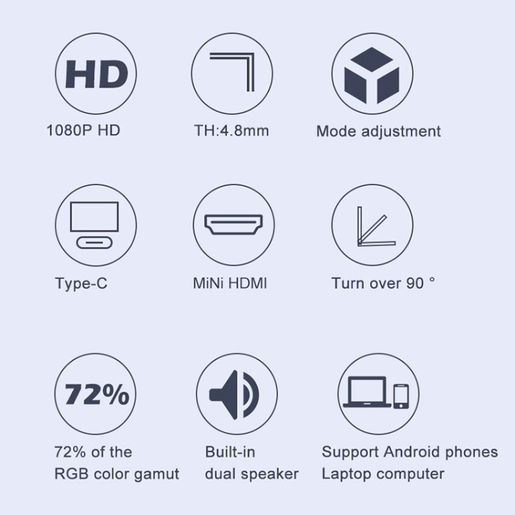 จอแสดงผลพกพา HD ขอบแคบ ขนาด 14 นิ้ว M8 1080P Ultra-thin