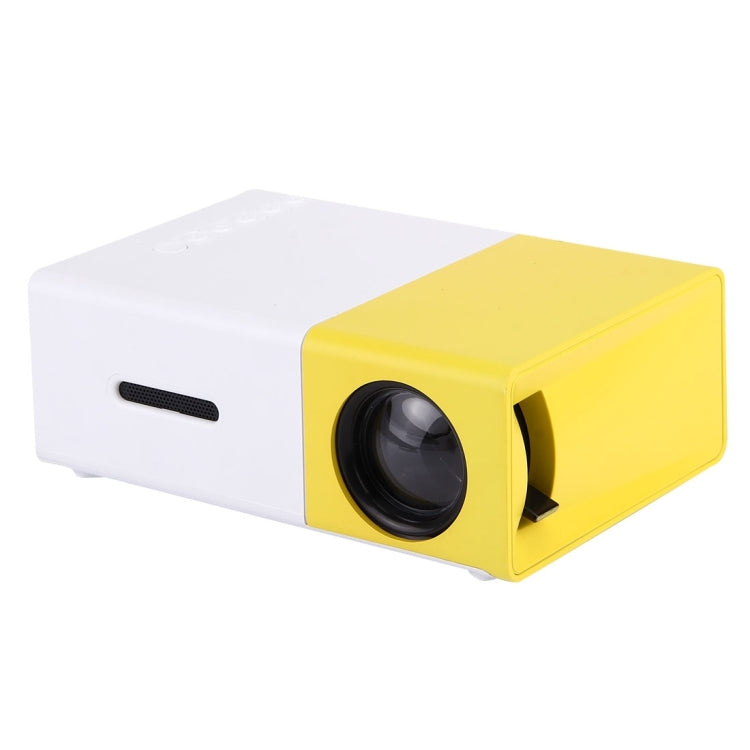 YG-300 โปรเจคเตอร์ LED 0.8-2M 24-60 นิ้ว 400-600 ลูเมน โรงภาพยนตร์ที่บ้านความละเอียด HD พร้อมสายแปลงวิดีโอ 3 in 1 และรีโมทคอนโทรล, ขนาด: 12.6 x 8.6 x 4.6 ซม., ปลั๊ก EU