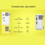YG-300 โปรเจคเตอร์ LED 0.8-2M 24-60 นิ้ว 400-600 ลูเมน โรงภาพยนตร์ที่บ้านความละเอียด HD พร้อมสายแปลงวิดีโอ 3 in 1 และรีโมทคอนโทรล, ขนาด: 12.6 x 8.6 x 4.6 ซม., ปลั๊ก EU
