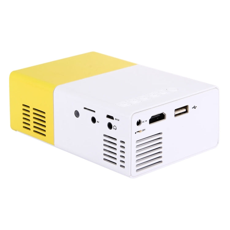 YG-300 โปรเจคเตอร์ LED 0.8-2M 24-60 นิ้ว 400-600 ลูเมน โรงภาพยนตร์ที่บ้านความละเอียด HD พร้อมสายแปลงวิดีโอ 3 in 1 และรีโมทคอนโทรล, ขนาด: 12.6 x 8.6 x 4.6 ซม., ปลั๊ก EU