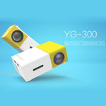YG-300 โปรเจคเตอร์ LED 0.8-2M 24-60 นิ้ว 400-600 ลูเมน โรงภาพยนตร์ที่บ้านความละเอียด HD พร้อมสายแปลงวิดีโอ 3 in 1 และรีโมทคอนโทรล, ขนาด: 12.6 x 8.6 x 4.6 ซม., ปลั๊ก EU