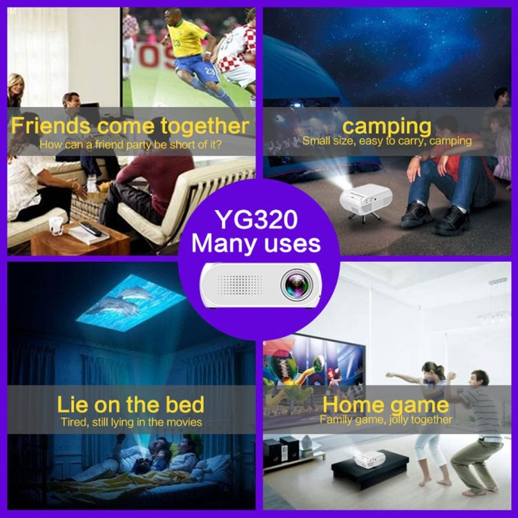 YG320 โปรเจคเตอร์ LED ขนาดเล็ก 320*240 โรงภาพยนตร์ที่บ้าน, รองรับ HDMI & AV & SD & USB