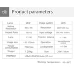 T5 โปรเจคเตอร์สมาร์ทเทคโนโลยี LED+LCD ความสว่าง 100 ANSI ลูเมน ความละเอียด 800x400 480P, รองรับ HDMI / การ์ด SD / 2 x USB / ช่องเสียง 3.5 มม., รุ่นธรรมดา, รุ่นธรรมดา