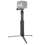 ขาตั้งกล้องมือถือแบบชิ้นเดียว RUIGPRO ไม้เซลฟี่แบบยืดหดได้สำหรับ GoPro, Insta360, DJI และกล้องแอคชันอื่นๆ สีดำ