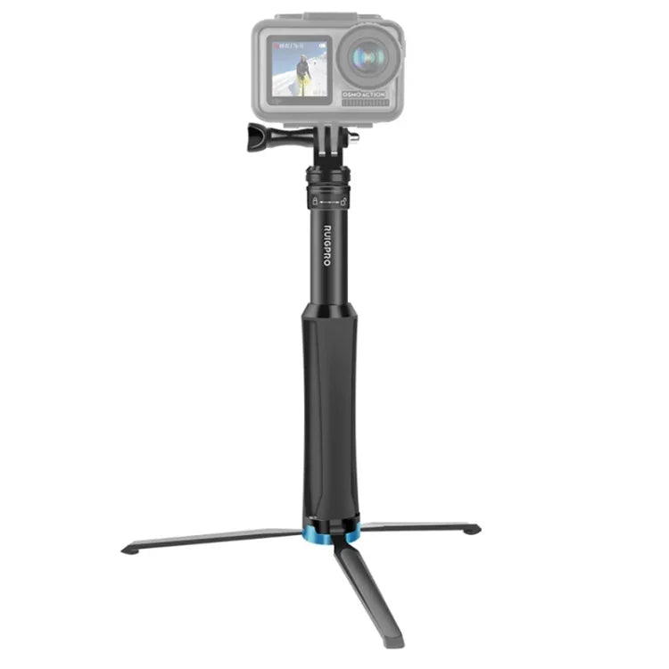 ขาตั้งกล้องมือถือแบบชิ้นเดียว RUIGPRO ไม้เซลฟี่แบบยืดหดได้สำหรับ GoPro, Insta360, DJI และกล้องแอคชันอื่นๆ สีดำ