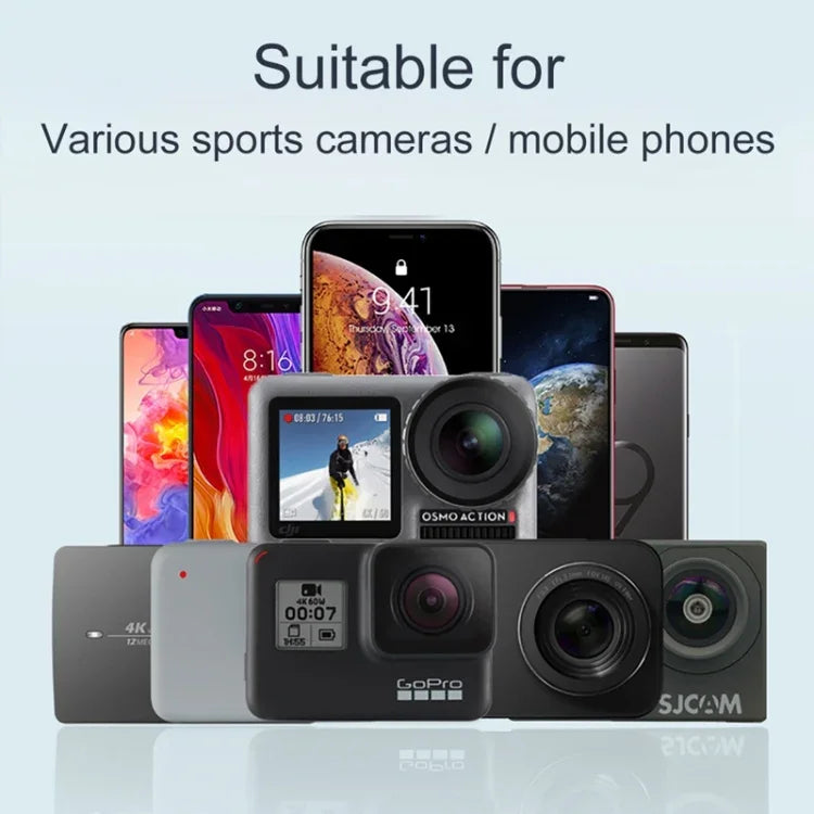 ขาตั้งกล้องมือถือแบบชิ้นเดียว RUIGPRO ไม้เซลฟี่แบบยืดหดได้สำหรับ GoPro, Insta360, DJI และกล้องแอคชันอื่นๆ สีดำ