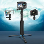 ขาตั้งกล้องมือถือแบบชิ้นเดียว RUIGPRO ไม้เซลฟี่แบบยืดหดได้สำหรับ GoPro, Insta360, DJI และกล้องแอคชันอื่นๆ สีดำ