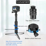 ขาตั้งกล้องมือถือแบบชิ้นเดียว RUIGPRO ไม้เซลฟี่แบบยืดหดได้สำหรับ GoPro, Insta360, DJI และกล้องแอคชันอื่นๆ สีดำ