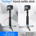 ขาตั้งกล้องมือถือแบบชิ้นเดียว RUIGPRO ไม้เซลฟี่แบบยืดหดได้สำหรับ GoPro, Insta360, DJI และกล้องแอคชันอื่นๆ สีดำ