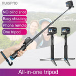 ขาตั้งกล้องมือถือแบบชิ้นเดียว RUIGPRO ไม้เซลฟี่แบบยืดหดได้สำหรับ GoPro, Insta360, DJI และกล้องแอคชันอื่นๆ สีดำ