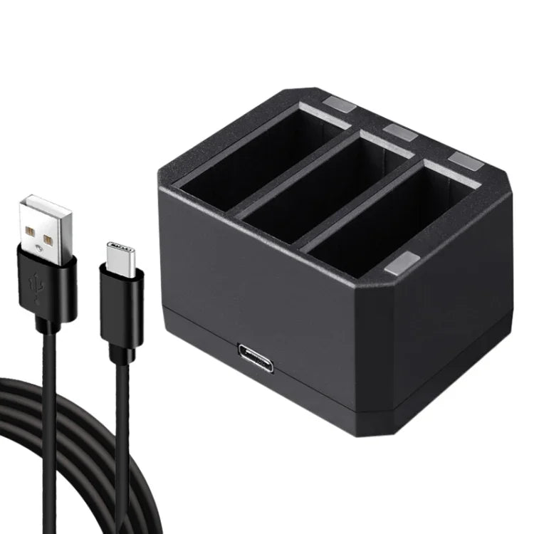 ที่ชาร์จแบตเตอรี่ USB แบบสามช่องพร้อมไฟแสดงสถานะ LED สำหรับ DJI OSMO Action, ที่ชาร์จ