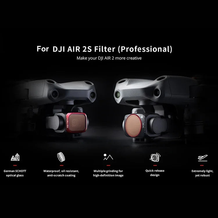 ฟิลเตอร์เลนส์ VND (6-9 สต็อป) แบบปรับได้ PGYTECH P-16B-065 สำหรับ DJI Air 2S, ฟิลเตอร์ VND (6-9 สต็อป)