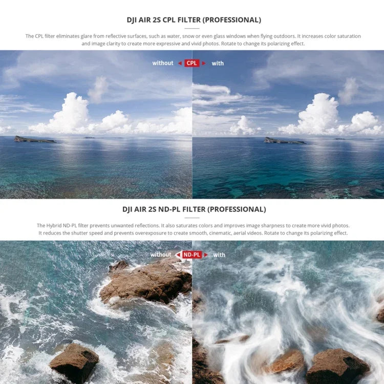 ฟิลเตอร์เลนส์ VND (6-9 สต็อป) แบบปรับได้ PGYTECH P-16B-065 สำหรับ DJI Air 2S, ฟิลเตอร์ VND (6-9 สต็อป)