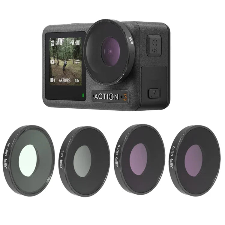 JSR ฟิลเตอร์เลนส์ 4-in-1 UV CPL ND16 ND32 สำหรับ DJI Osmo Action 3, 4-in-1