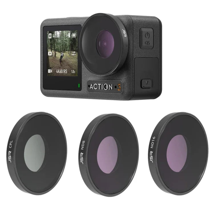 ฟิลเตอร์เลนส์ JSR 3 in 1 CPL ND8 ND16 สำหรับ DJI Osmo Action 3, 3 in 1