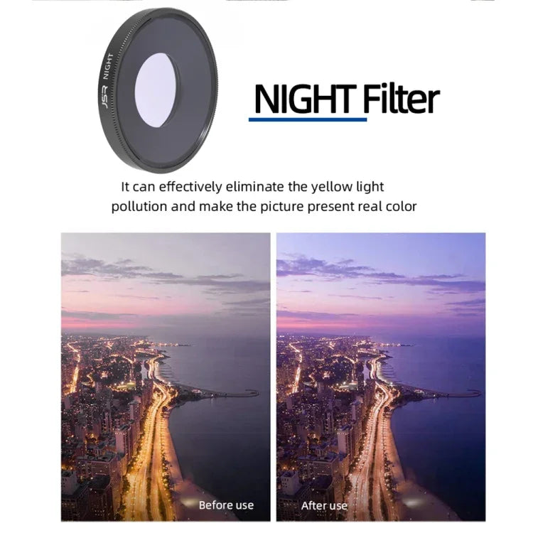 ฟิลเตอร์เลนส์ JSR 8 in 1 Streak Blue CPL ND8 ND16 ND32 ND64 STAR NIGHT สำหรับ DJI Osmo Action 3, 8 in 1