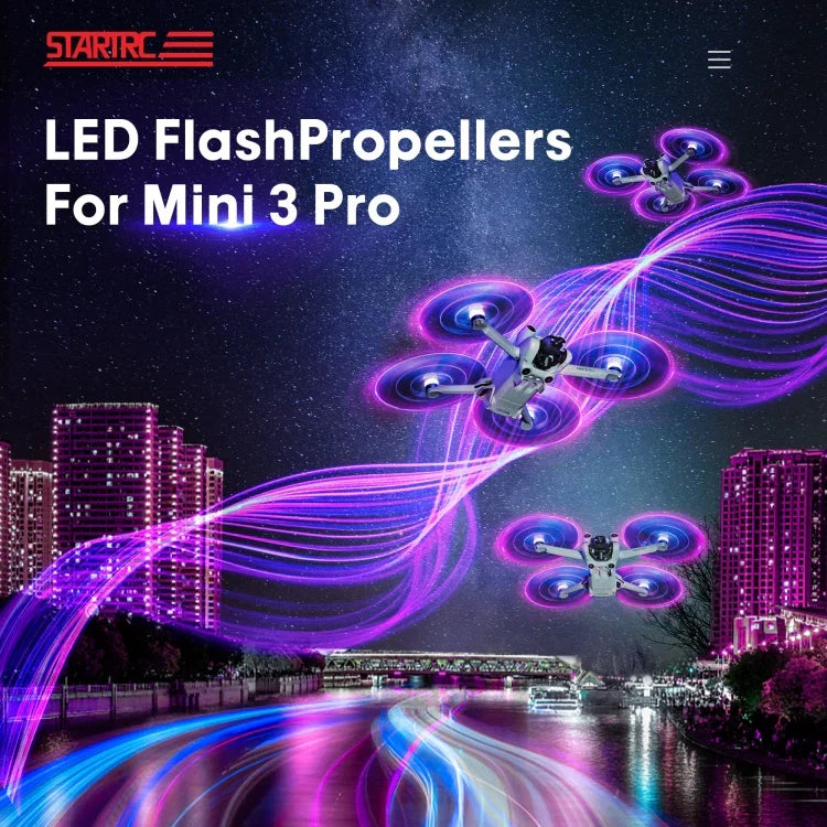 ใบพัดเงียบพร้อมไฟ LED สี 2 คู่ STARTRC สำหรับ DJI Mini 4 Pro / Mavic Mini 3 Pro, สำหรับ DJI Mavic Mini 3 Pro
