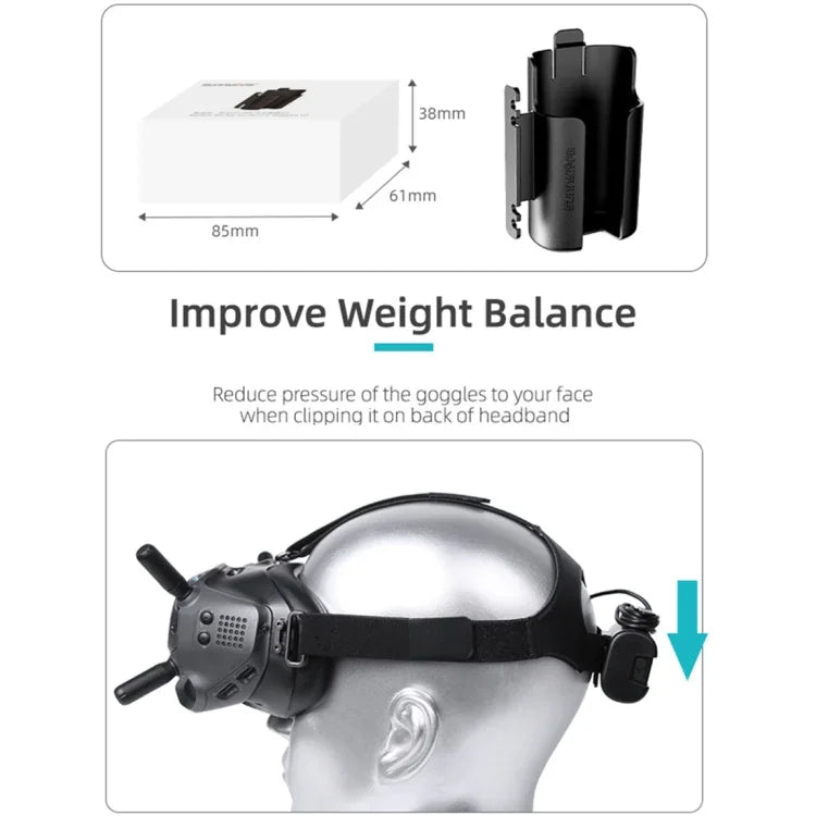 ที่ยึดแบตเตอรี่ Sunnylife จัดการสายไฟ ม้วนสาย พร้อมเคสป้องกันสำหรับ DJI FPV Goggles V2, ขาตั้งแบตเตอรี่ Sunnylife