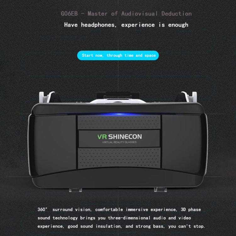 แว่นตาวิดีโอ 3D VR SHINECON G06EB เหมาะสำหรับสมาร์ทโฟนขนาด 4.7 นิ้ว - 6.1 นิ้ว พร้อมชุดหูฟัง HiFi, G06EB