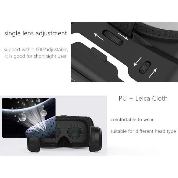 แว่นตาวิดีโอ 3D VR SHINECON G04E เหมาะสำหรับสมาร์ทโฟนขนาด 3.5 นิ้ว - 6.0 นิ้ว พร้อมชุดหูฟัง HiFi