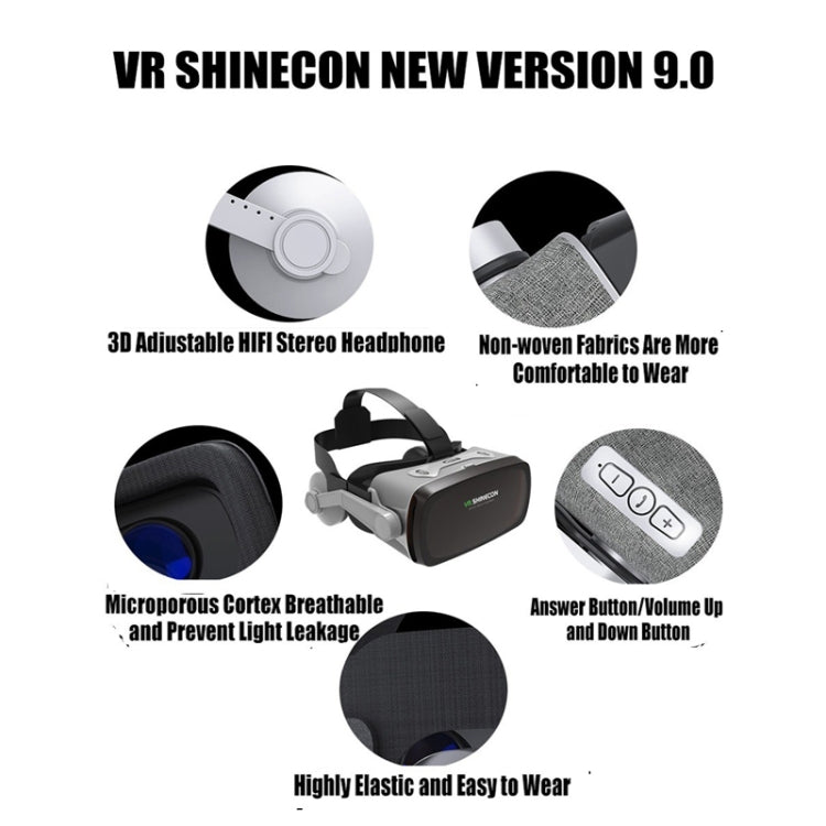 แว่นตาวิดีโอ 3D ความจริงเสมือน VR SHINECON G07E เหมาะสำหรับสมาร์ทโฟนขนาด 4.0 นิ้ว - 6.3 นิ้ว