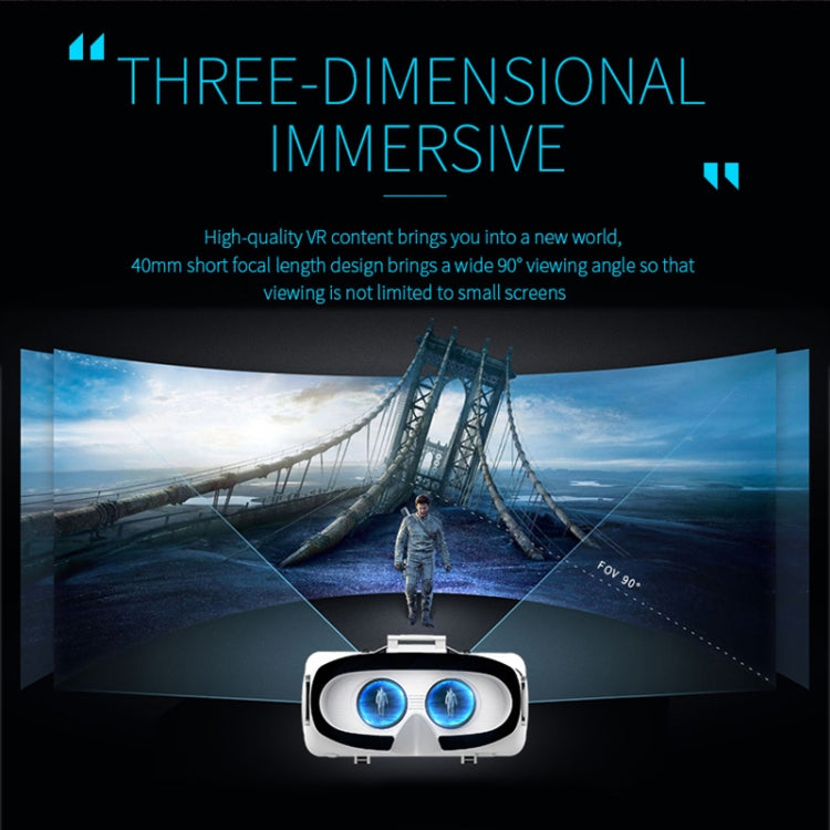 แว่นตาวิดีโอ 3D ความจริงเสมือน VR SHINECON G06E เหมาะสำหรับสมาร์ทโฟนขนาด 4.7 นิ้ว - 6.1 นิ้ว พร้อมชุดหูฟัง, G06E