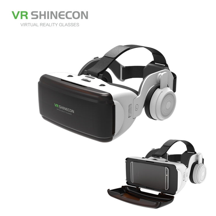แว่นตาวิดีโอ 3D ความจริงเสมือน VR SHINECON G06E เหมาะสำหรับสมาร์ทโฟนขนาด 4.7 นิ้ว - 6.1 นิ้ว พร้อมชุดหูฟัง, G06E
