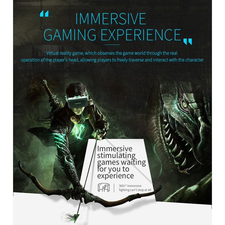 แว่นตาวิดีโอ 3D ความจริงเสมือน VR SHINECON G06E เหมาะสำหรับสมาร์ทโฟนขนาด 4.7 นิ้ว - 6.1 นิ้ว พร้อมชุดหูฟัง, G06E